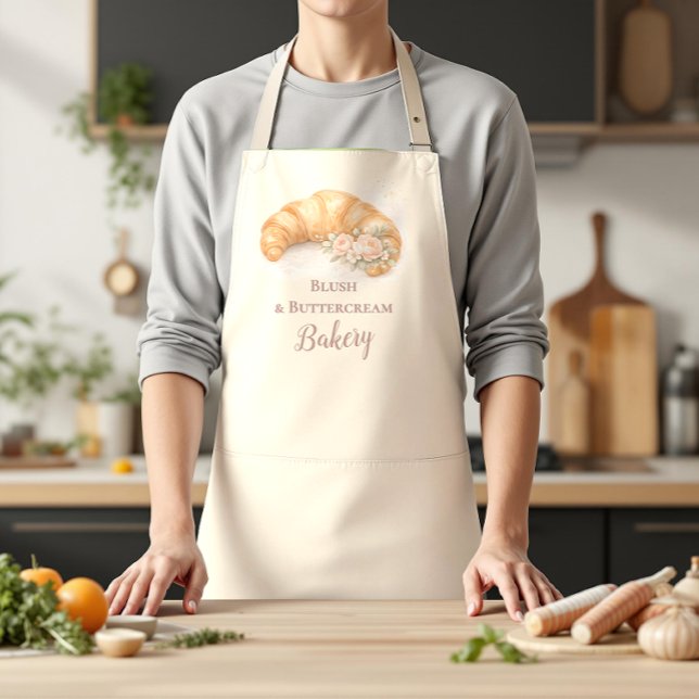 Delantal Romantic Blush Croissant Bakery Business (Subido por el creador)