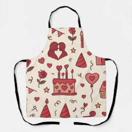 Delantal Romantic Celebration Doodle Pattern