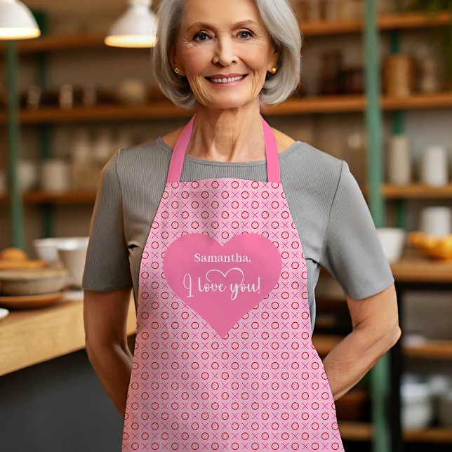 Delantal Romantic Classic Love Hearts Pattern Personalized (Romantic Classic Love Hearts Pattern Personalized Apron)