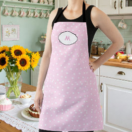 Delantal Romantic Pink Heart Apron with Initial