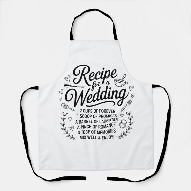 Delantal Romantic Wedding Recipe Quote Kitchen – Forever (Anverso)