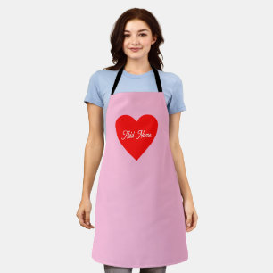 Delantal Romántico del corazón rojo Pastel Rosa Personaliza