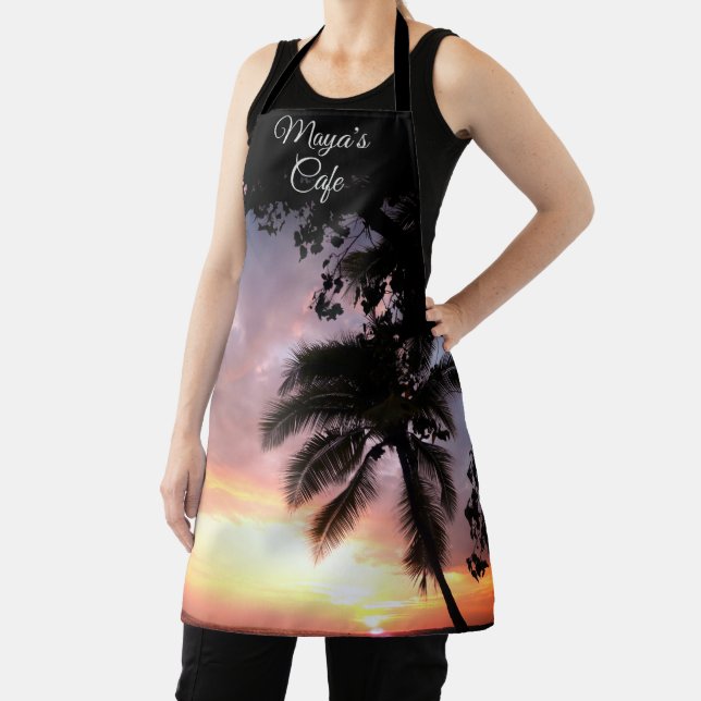 Delantal Romántico Palm Tree Sunset Personalizado (in situ)