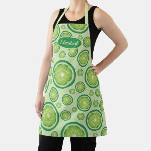 Delantal Rondanas de Fruta Lima Verde con Nombre Personaliz