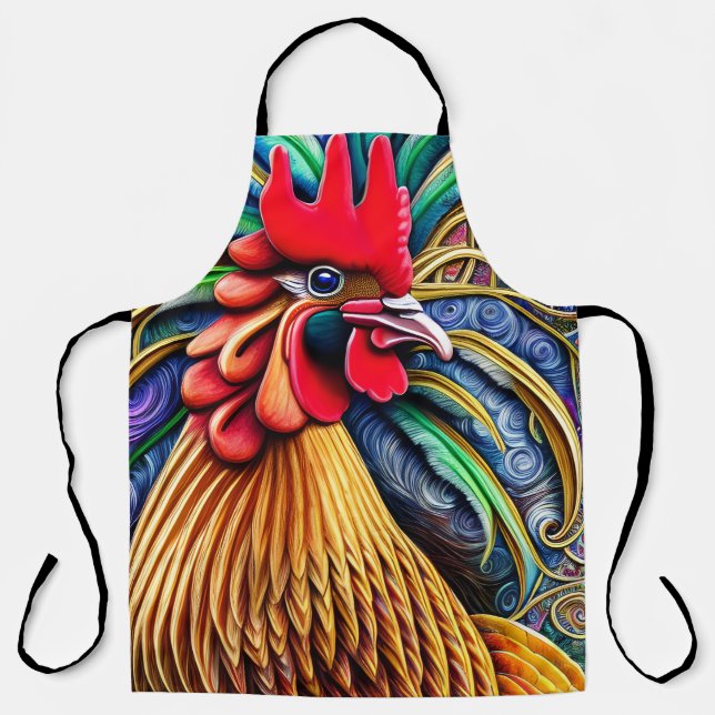 Delantal Rooster amarillo vibrante (Anverso)