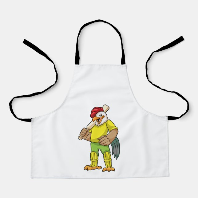 Delantal Rooster as Batsman with Cricket bat (Anverso)