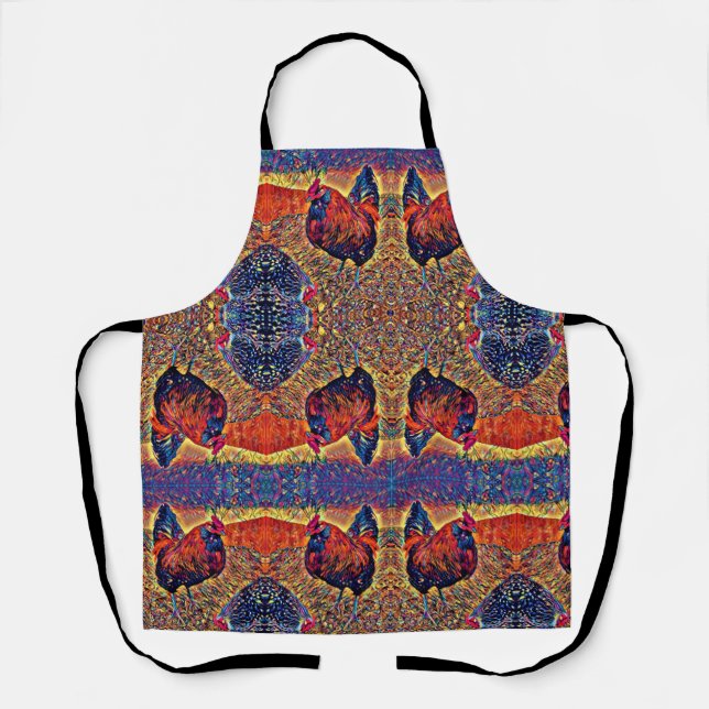 Delantal ROOSTER ROJO Apron todo sobre impresión (Anverso)