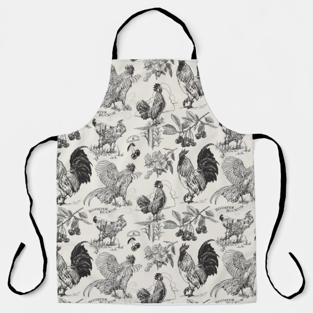 Delantal Rooster Ruckus en negro - Apron (Anverso)