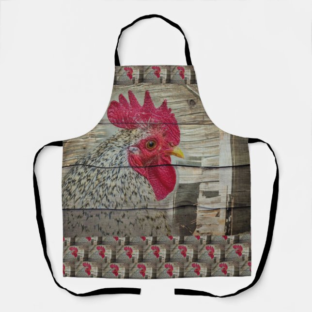 Delantal Rooster Rustic Chicken Coop Barn Board (Anverso)
