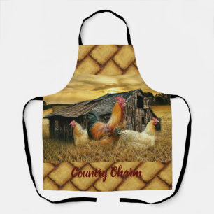 Delantal Rooster Vintage Hens Rustic Barn Coop