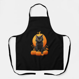 Delantal Ropa De Calabaza De Halloween De Gato Negro Retro 