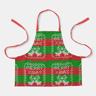 Delantal Ropa de jingle de patrón de suéter feo Hilo de nav