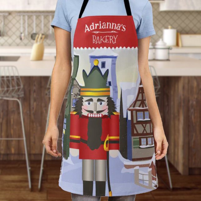 Delantal Ropa de nueces, rojo personalizado bávaro alemán (red nutcracker Christmas apron, personalized bakery gift, kitchen apron with name)