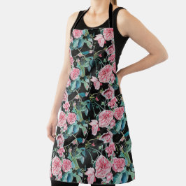 Delantal Rosa Acuarela rosa oscuro Flor floral Apron
