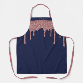 Delantal Rosa azul de la marina Perforaciones Purpurinas de