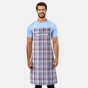 Delantal Rosa Azul Marino Verde Blanco Preppy Madras