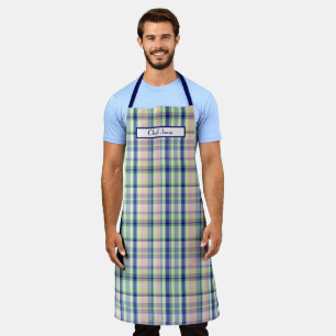 Delantal Rosa Azul Marino Verde Claro Blanco Preppy Madras