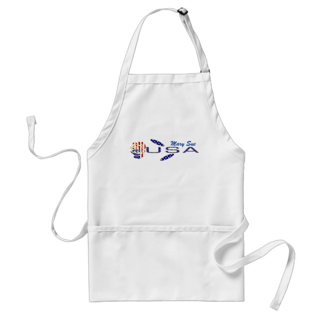 Delantal Rosa bandera de EE. UU. azul personalizada (Frente)