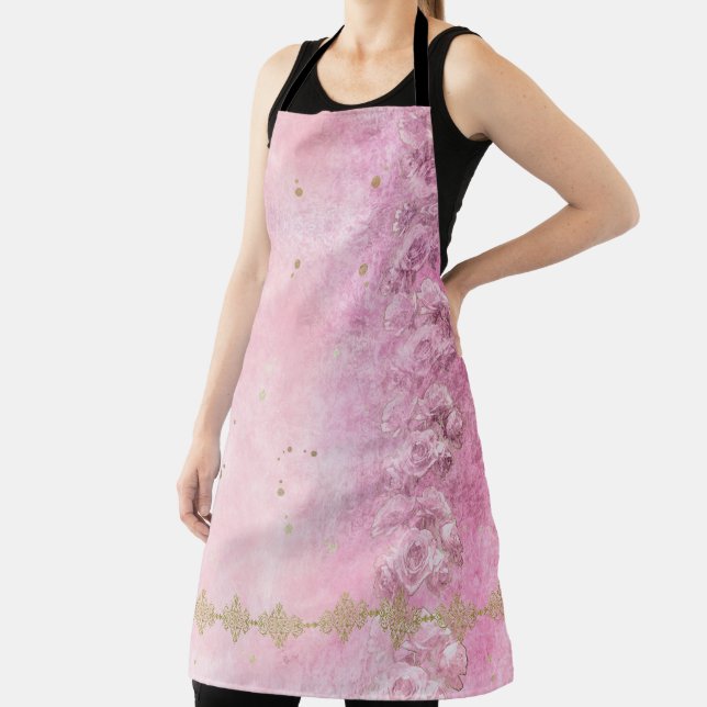 Delantal Rosa barroco Damask Grunge - Apron (in situ)