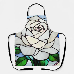 Delantal Rosa Blanca Vidrio Pintado