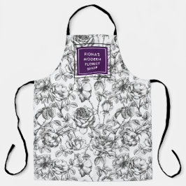 Delantal Rosa Botánica Negra y Morada Negocios
