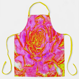 Delantal Rosa caliente, rojo y amarillo suculento rosette s