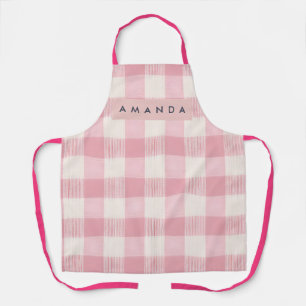 Delantal Rosa Cuadros Personalizado Pastel