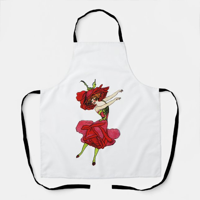 Delantal Rosa de belleza norteamericano, flores extravagant (Anverso)