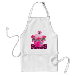 Delantal Rosa de cebra negra aguda y rosa de Cupcake Baker