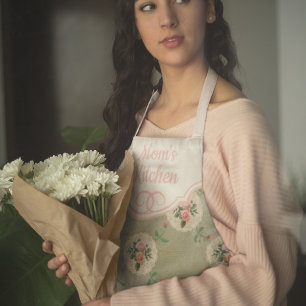 Delantal Rosa de cosecha personalizada Doily Smoly Green Da