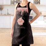 Delantal Rosa de pastelitos Purpurina de oro gotea chef pan<br><div class="desc">Aquí hay una manera maravillosa de añadir a la diversión del hornear. Añada un poco más de brillo a sus aventuras culinarias cuando use este elegante, sofisticado, sencillo y moderno delantal. Un pastel de oro de rosa oscuro y brillante, goteos en purpurina y tipografía de escritura manuscrita rosa claro superponen...</div>