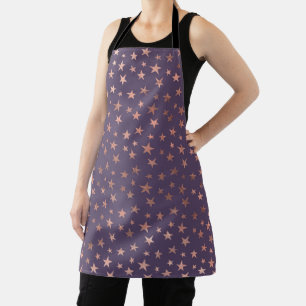 Delantal Rosa Dorado Glamuroso con Estrellas Lavanda