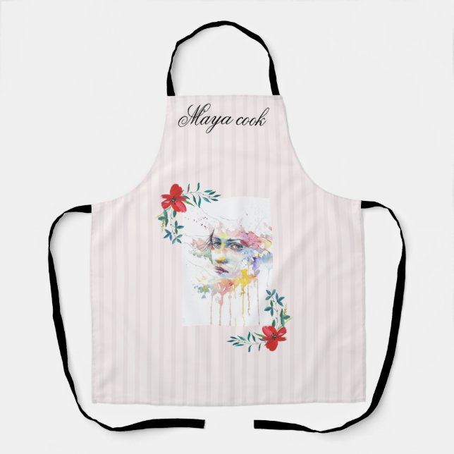Delantal Rosa dulce, rojo Wlowers Apron (Anverso)