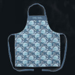 Delantal Rosa elegante Patrón floral Mujeres Apron<br><div class="desc">Un patrón de rosa floral azul bonito decora el delantal de esta mujer. Personalízalo con tu nombre,  o para un amigo. Diseñado para ti por Blackberry Boulevard.</div>