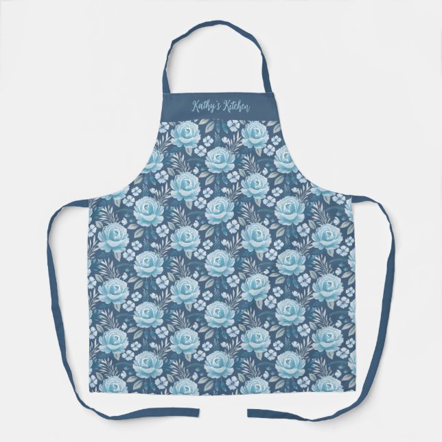 Delantal Rosa elegante Patrón floral Mujeres Apron (Anverso)