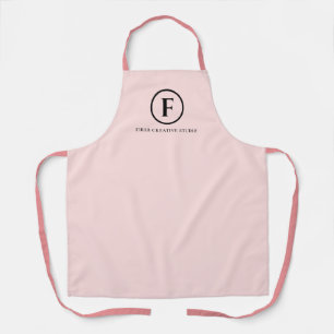 Delantal Rosa Femenino Minimalista Monograma Femenina