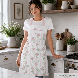 Delantal Rosa Floral Coquette Rosa Personalizada