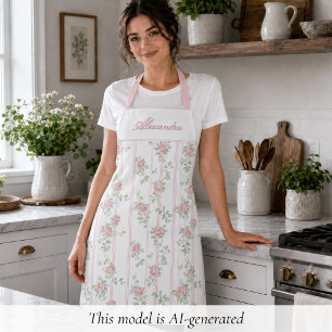 Delantal Rosa Floral Coquette Rosa Personalizada