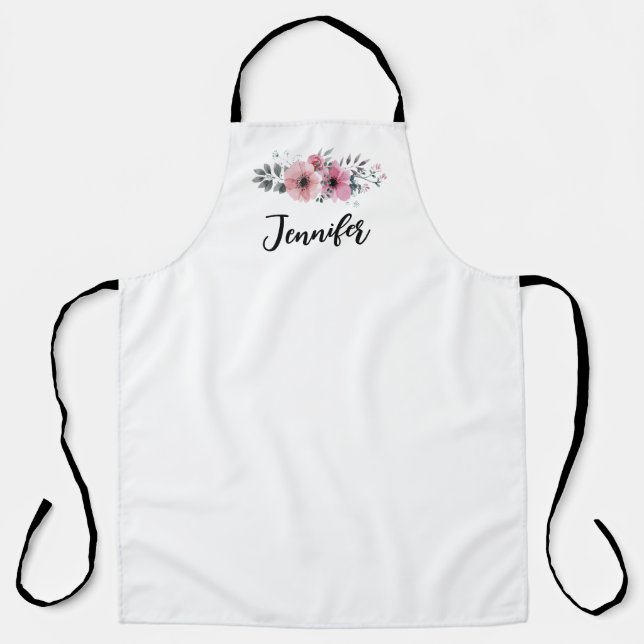 Delantal Rosa floral rosa Kitchen Apron (Anverso)