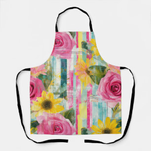 Delantal Rosa Girasol Teal Floral Verano