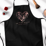 Delantal Rosa Gold Salon Heart Stylist Nombre personalizado<br><div class="desc">Rosa Salón de Oro Corazón Estilista Nombre Personalizado Apron</div>