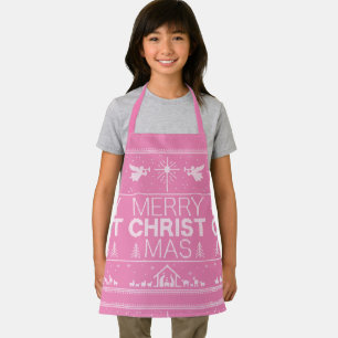 Delantal Rosa Merry CRISTmas Sweater Religioso Cristiano