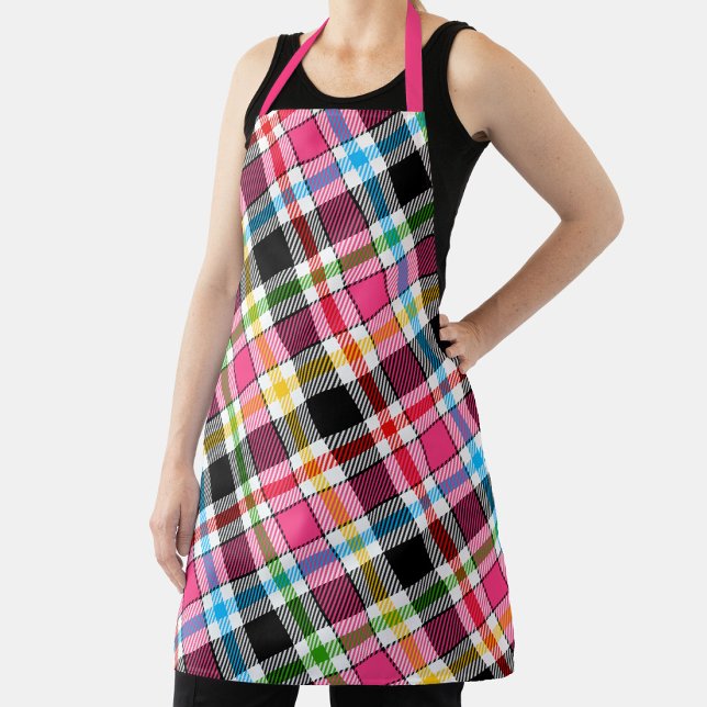 Delantal Rosa negro multicolor franela a cuadros tartán (Subido por el creador)