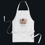Delantal Rosa Pastel de Oro Panadería Pastelería<br><div class="desc">Un elegante delantal de un panadero de negocios,  con un pastel subió de oro adornado con una pancarta con firma de guion y título de chef pastelero. Un llamativo estilo irrisorio.</div>