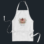 Delantal Rosa Pastel de Oro Panadería Pastelería<br><div class="desc">Un elegante delantal de un panadero de negocios,  con un pastel subió de oro adornado con una pancarta con firma de guion y título de chef pastelero. Un llamativo estilo irrisorio.</div>