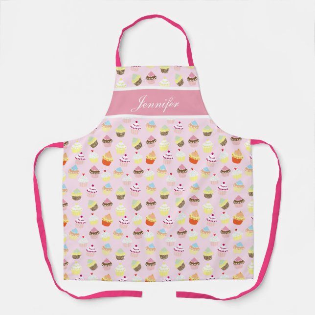 Delantal rosa personalizado de magdalena para chic (Anverso)