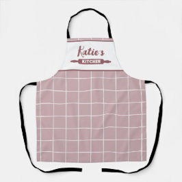 Delantal Rosa Polvo Cuadrillé Personalizado