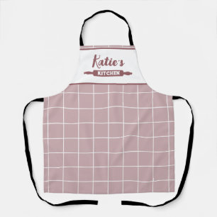 Delantal Rosa Polvo Cuadrillé Personalizado