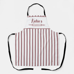 Delantal Rosa Polvo y Pinstripe Blanco Personalizado