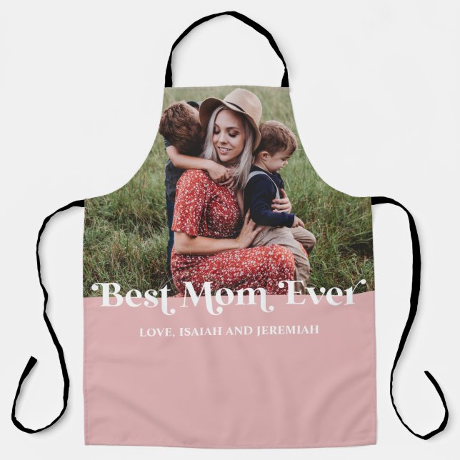 Delantal Rosa Retro Mejor Mamá Personalizado Nunca (Anverso)